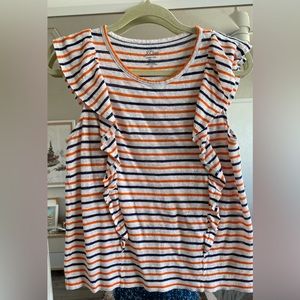 J.CREW Striped linen ruffle tank, Sz. S
